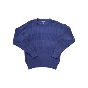 Vintage Claybrooke USA Cotton Sweater Men's M Navy Textured Knit Crewneck